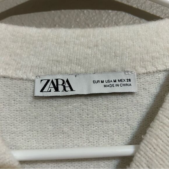 ZARA high neck wool blend neutral knit sweater women's size medium - Picture 7 of 9